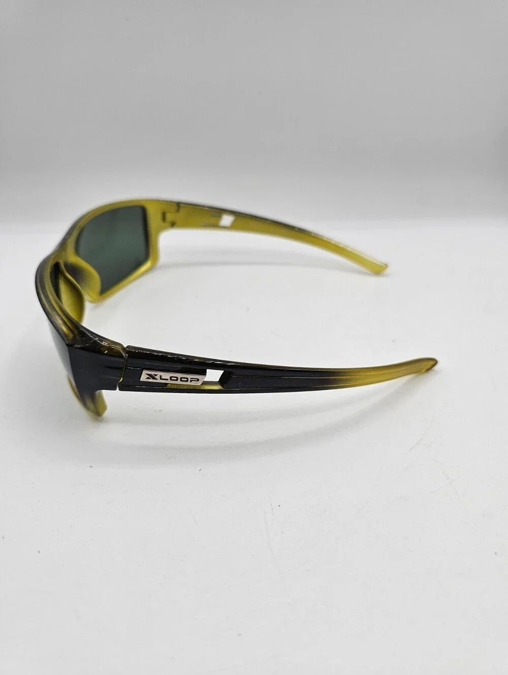 Mens Polarized Plastic Frame Sport Sunglasses by X Loop Green Clear Frame